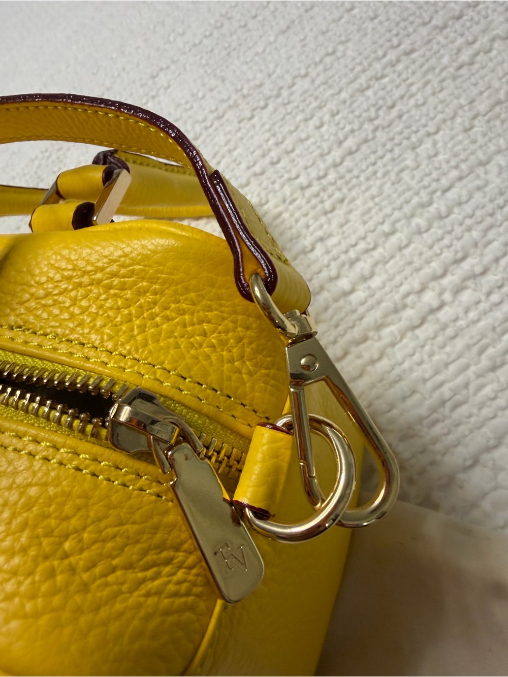 Frances Valentine Yellow Pebbled Leather Satchel with Top Handles - Picture 8 of 10